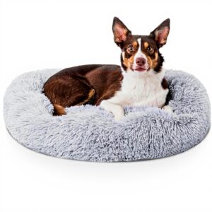 Lit donut chien Woof Whiskers antidérapant lavable gris